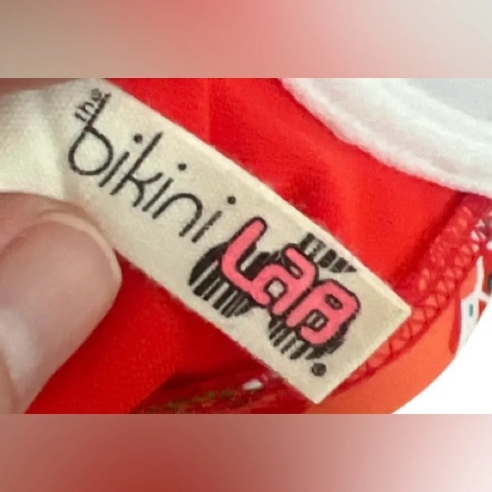 The Bikini Lab Red and Blue Bandeau Bikini Top